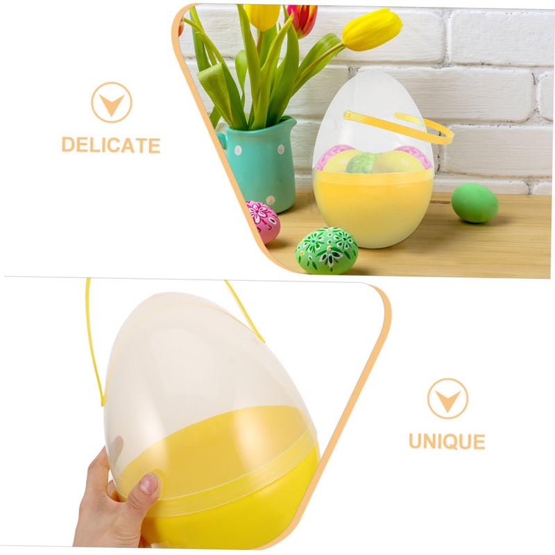 Jumbo Fillable Plastic Easter Eggs With Handles Yellow For Treats Parties And Gatherings - Image 4