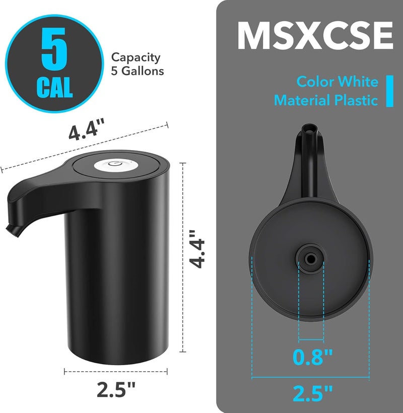 Msxcse 5 Gallon Automatic Drinking Portable Water Dispenser - Universal Electric Water Bottle Pump, USB Rechargeable, with 2 Silicone, for Home & Camping - Image 2