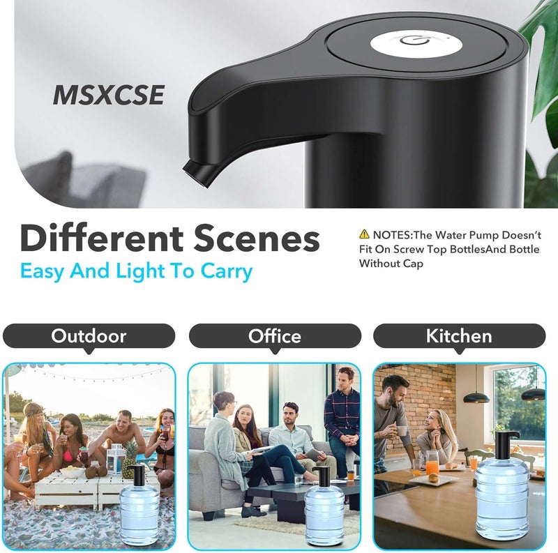 Msxcse 5 Gallon Automatic Drinking Portable Water Dispenser - Universal Electric Water Bottle Pump, USB Rechargeable, with 2 Silicone, for Home & Camping - Image 4