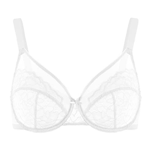 HSIA Minimizer Bras for Women Enchante Full Coverage Underwire Bras Plus Size Lifting Floral Lace Bra for Heavy Breast White - Image 4