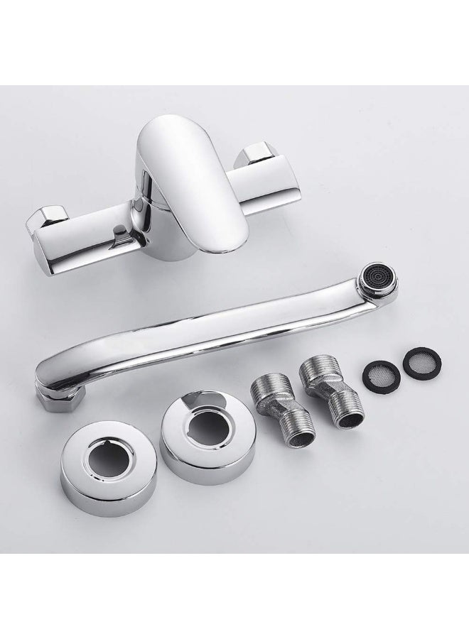 Wall Mounted Kitchen Mixer Tap – Brass Hot & Cold Sink Mixer with Swivel Spout and Single Lever Control - Image 2