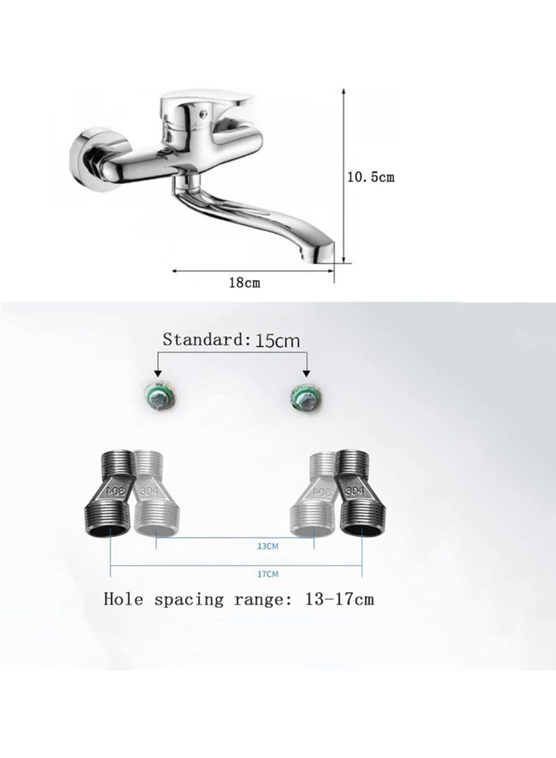 Wall Mounted Kitchen Mixer Tap – Brass Hot & Cold Sink Mixer with Swivel Spout and Single Lever Control - Image 4