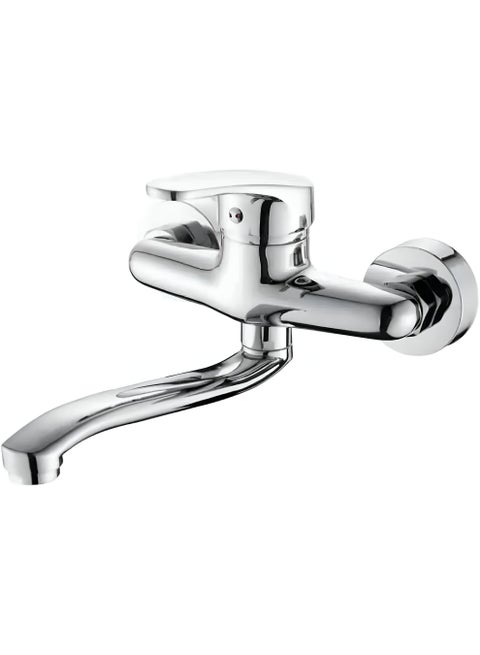 Wall Mounted Kitchen Mixer Tap – Brass Hot & Cold Sink Mixer with Swivel Spout and Single Lever Control