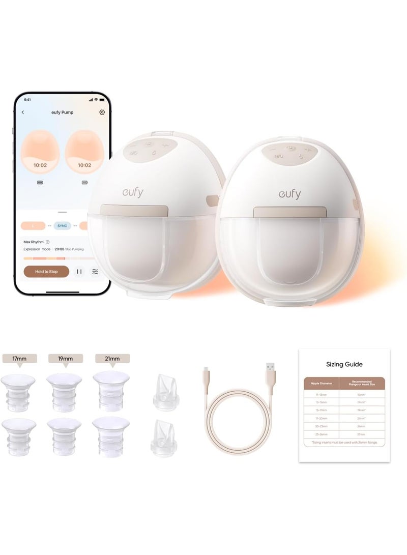 eufy Breast Pump E20, Heated Wearable Electric Breast Pump, 3 Temperature Levels, Hands-Free, App-Controlled Optimized Rhythm, Hospital-Grade Suction, Discreet and Ultra-Quiet Pumping - Image 1