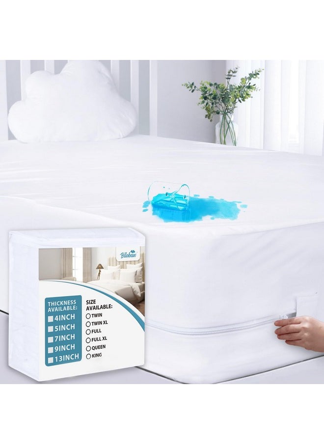 Biloban - Twin Zippered Mattress Protector Waterproof (4 5 6 7 9 13Inches) Low Profile Mattress Encasement & Mattress Cover 6 Sides Wrapping Box Spring Cover Easy To Take On & Off Smooth & Breathable - Image 1