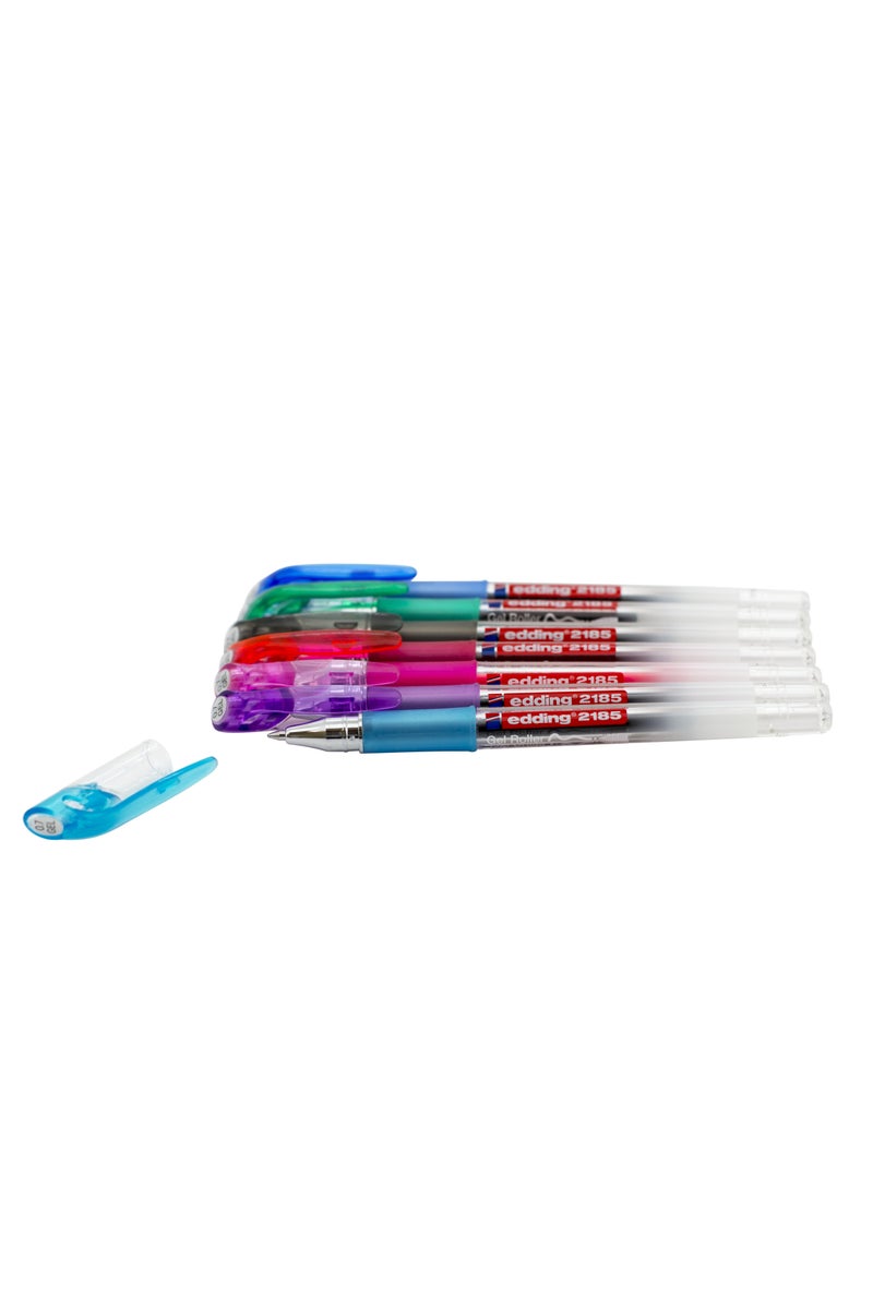 Edding 2185 Gel Ink Pen Assorted Ink Color0.7 mm Ballpoint 7 Pieces - Image 1