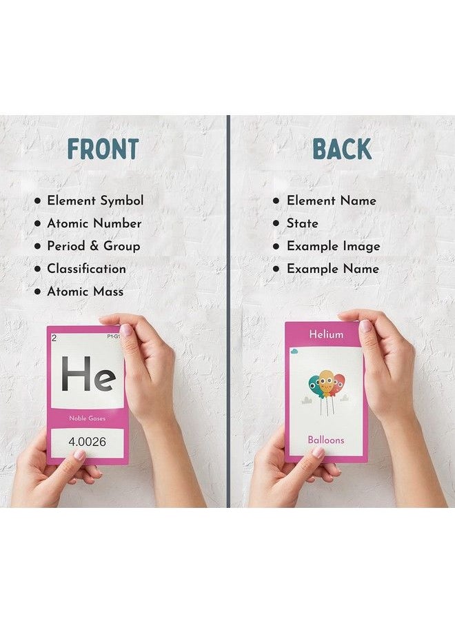 Periodic Table For Kids Laminated Elements Flash Cards. 118 Flash Cards For Kids To Learn, Study And Memorize The Periodic Table. Science Materials For Classroom And Home. Recommended Ages 5 And Up