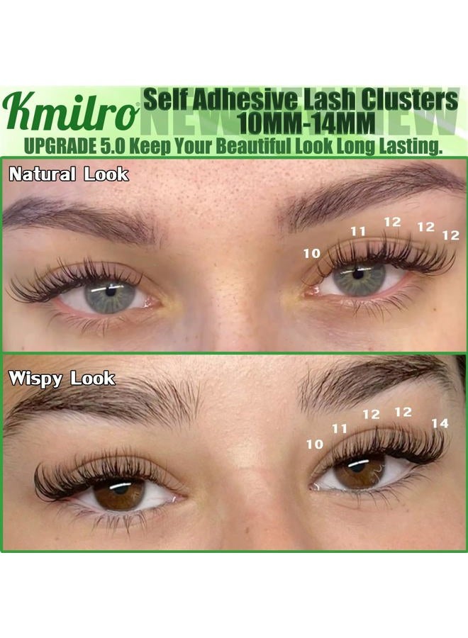 kmilro Self Adhesive Eyelashes 10-14mm Natural Self Adhesive Lash Clusters Wispy Press on Lashes No Glue Needed 120Pcs Pre Glued Lashes Clusters Reusable DIY Eyelash Extensions Kit with Tweezers, by Kmilro - Image 2