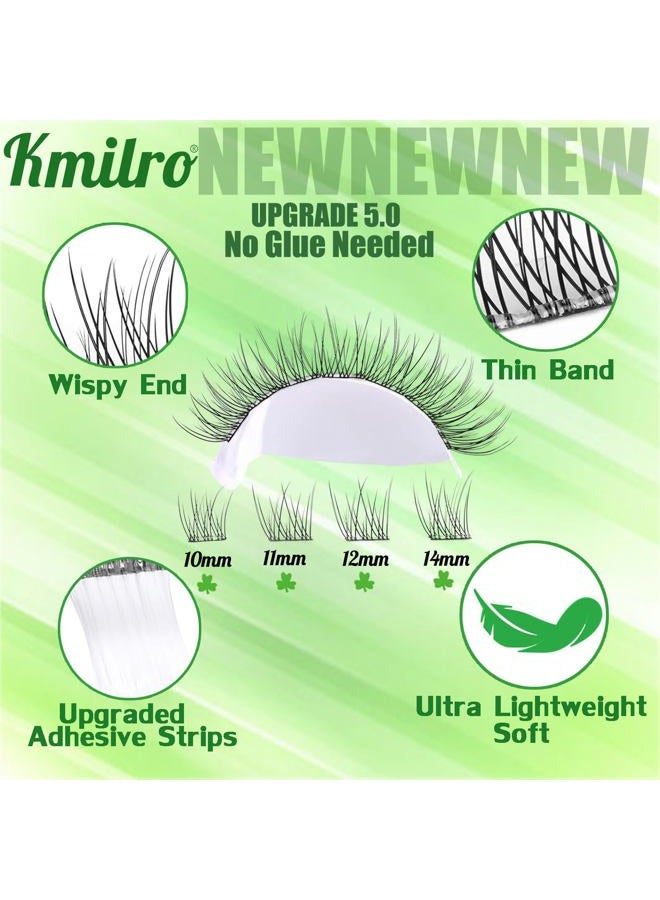 kmilro Self Adhesive Eyelashes 10-14mm Natural Self Adhesive Lash Clusters Wispy Press on Lashes No Glue Needed 120Pcs Pre Glued Lashes Clusters Reusable DIY Eyelash Extensions Kit with Tweezers, by Kmilro - Image 4