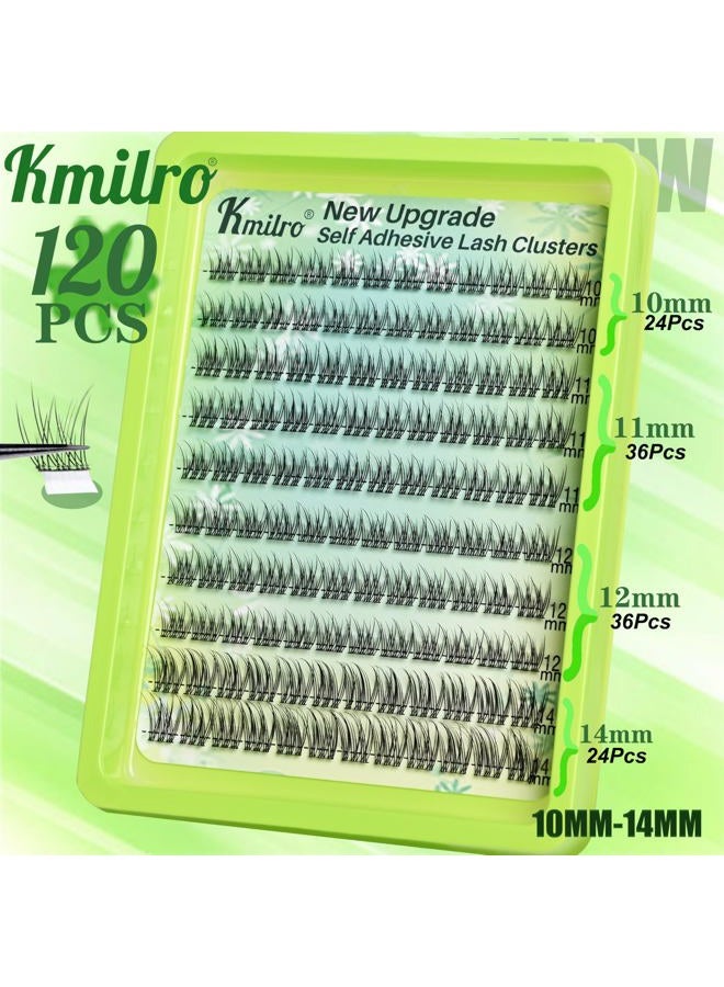 kmilro Self Adhesive Eyelashes 10-14mm Natural Self Adhesive Lash Clusters Wispy Press on Lashes No Glue Needed 120Pcs Pre Glued Lashes Clusters Reusable DIY Eyelash Extensions Kit with Tweezers, by Kmilro - Image 3