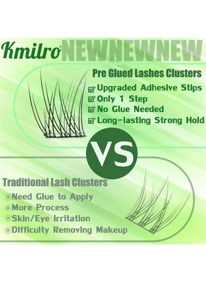 kmilro Self Adhesive Eyelashes 10-14mm Natural Self Adhesive Lash Clusters Wispy Press on Lashes No Glue Needed 120Pcs Pre Glued Lashes Clusters Reusable DIY Eyelash Extensions Kit with Tweezers, by Kmilro - Image 5