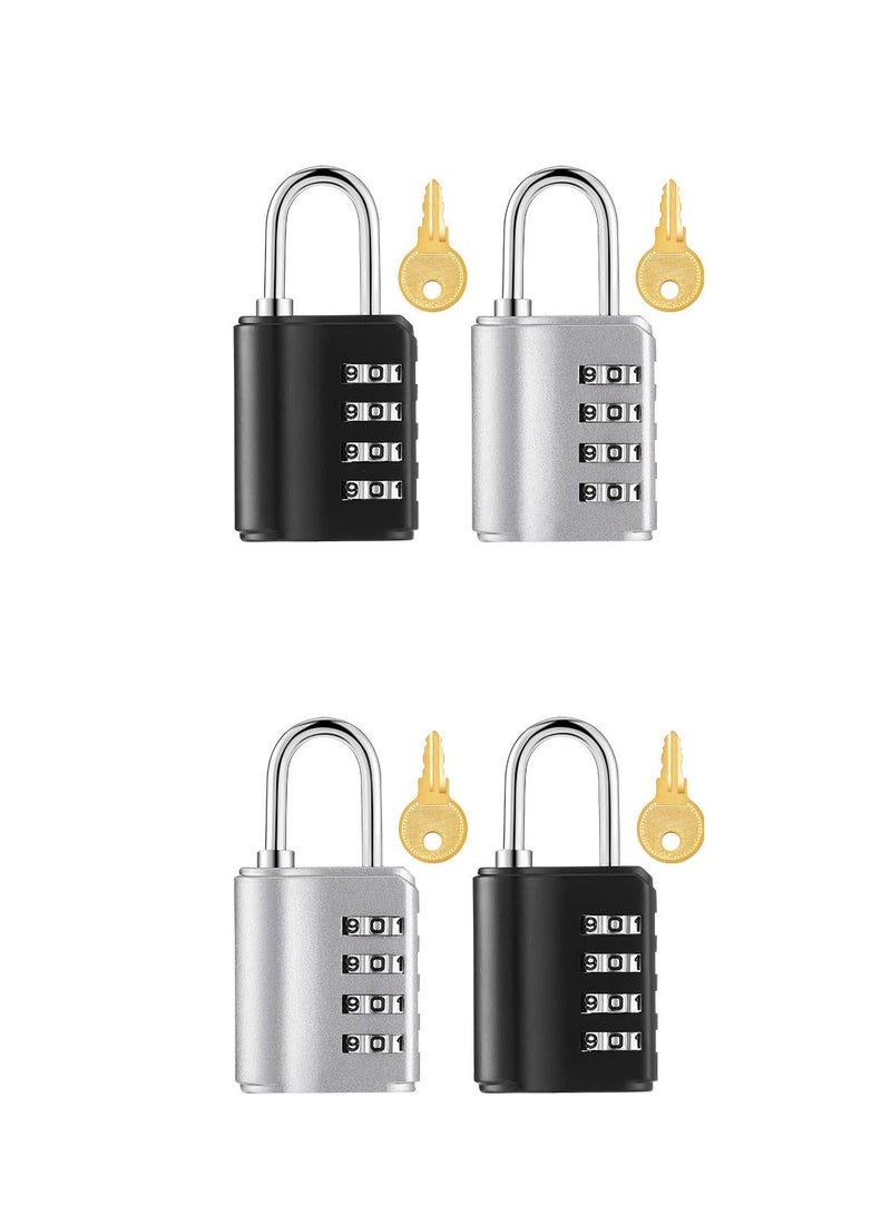 4 Pcs Combination Padlock, 4 Digit Resettable Security Padlock with Keys, for School Sports Gym or Sports Locker, Fence, Toolbox, Case, Hasp Storage and Employee Locker - Image 1