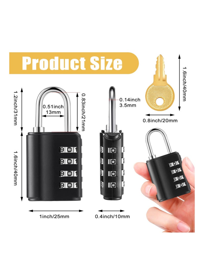 4 Pcs Combination Padlock, 4 Digit Resettable Security Padlock with Keys, for School Sports Gym or Sports Locker, Fence, Toolbox, Case, Hasp Storage and Employee Locker - Image 2
