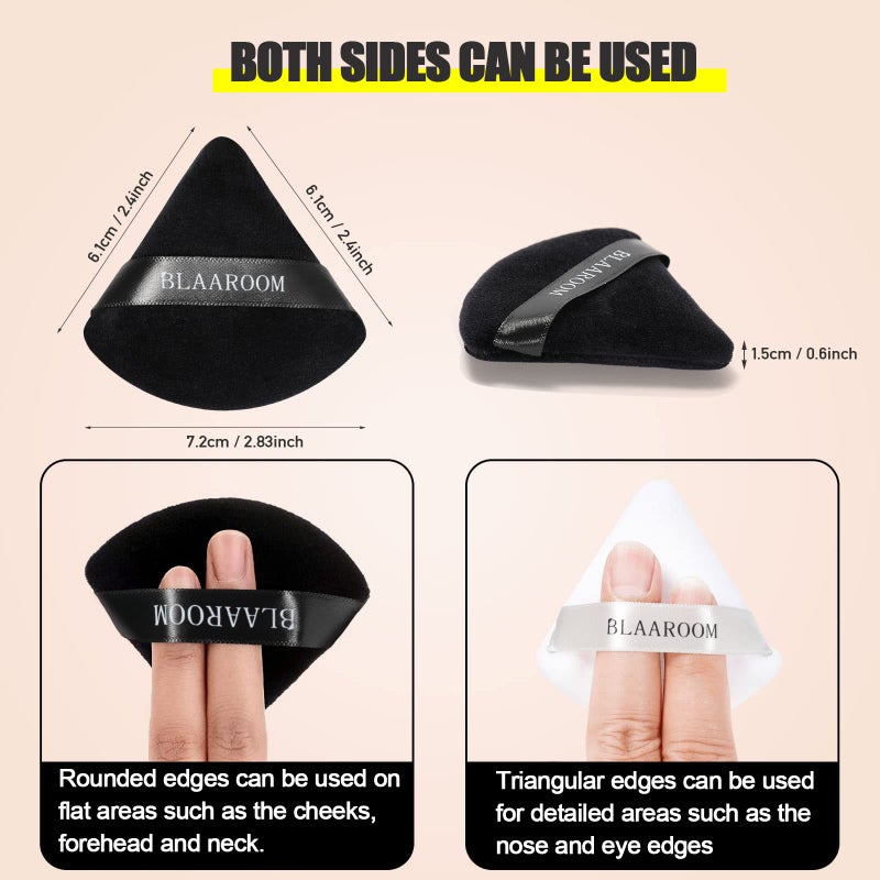 BLAAROOM 6 Pieces Soft Triangle Powder Puff Face Makeup Velour for Loose Powder Mineral Powder Body Powder Wet Dry Cosmetic Foundation Sponge Makeup Tool - Image 5