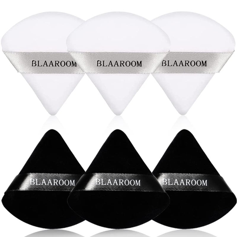 BLAAROOM 6 Pieces Soft Triangle Powder Puff Face Makeup Velour for Loose Powder Mineral Powder Body Powder Wet Dry Cosmetic Foundation Sponge Makeup Tool - Image 1