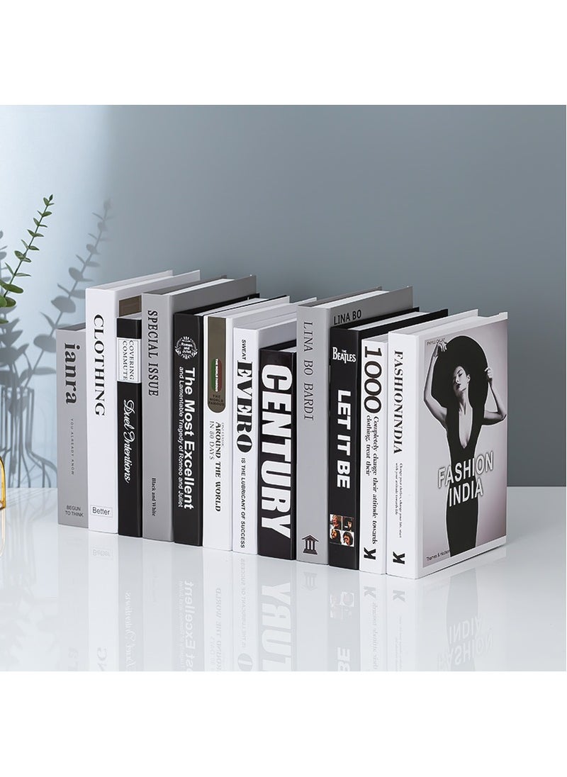 XiuWoo 12 Pcs Set Decorative Books Bundle of Designer Book Decor Inspired Fashion Fake Books for Display, Office Rustic Home Decor, Bookshelf, Modern Farmhouse Decor, Living Room, Coffee Table Books(Need to fold by yourself)  - Image 1