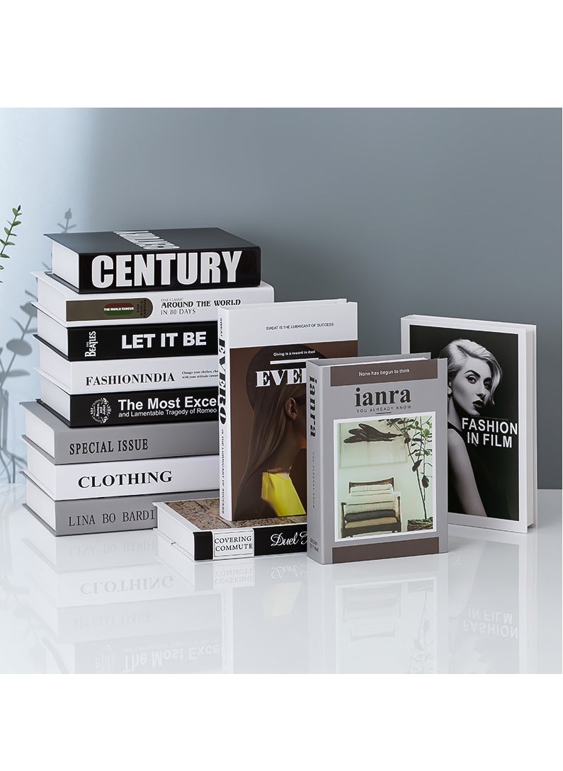 XiuWoo 12 Pcs Set Decorative Books Bundle of Designer Book Decor Inspired Fashion Fake Books for Display, Office Rustic Home Decor, Bookshelf, Modern Farmhouse Decor, Living Room, Coffee Table Books(Need to fold by yourself)  - Image 3