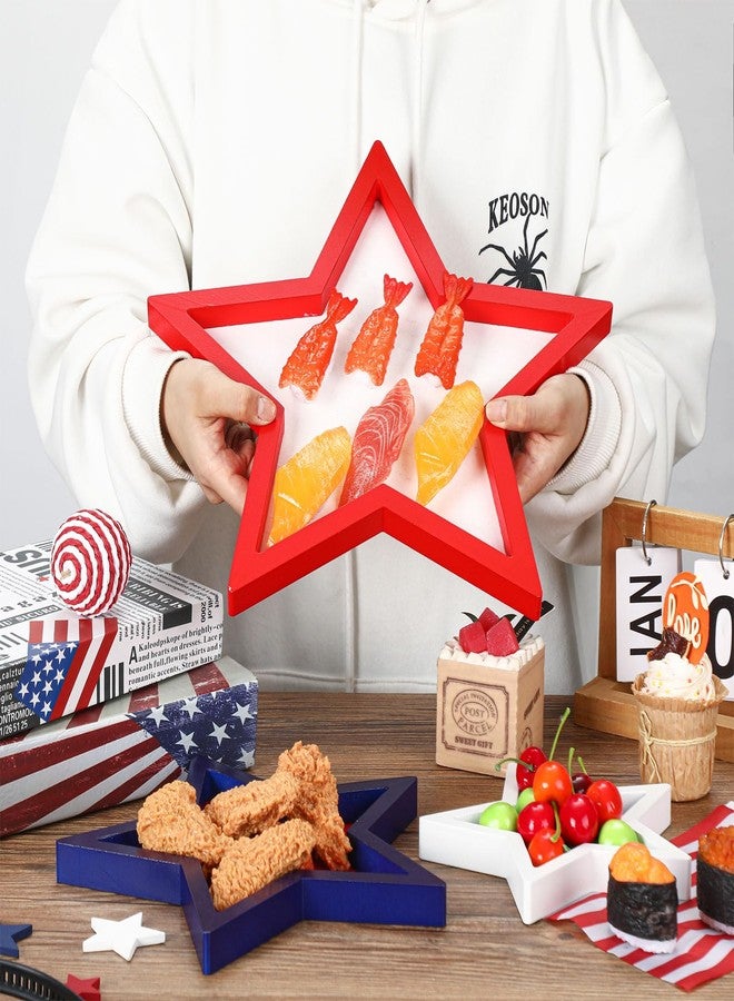 Maxcheck 3 Pcs 4th of July Serving Trays 250th Anniversary Wood Red White and Blue Candy Dish Star USA Decorative Patriotic Dessert Platter Independence Day Party Supplies for Charcuterie Food - Image 5