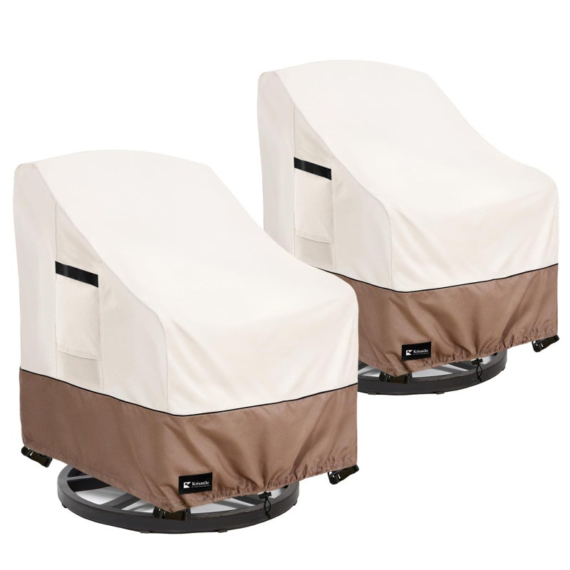 Krismile Outdoor Swivel Rocker Chair Cover 2Pack Waterproof Rocking Chair Covers AllWeather Protection Outdoor Lawn Patio Furniture Covers for Patio Chair 32 W x 35 D x 32 H Beige - Image 2