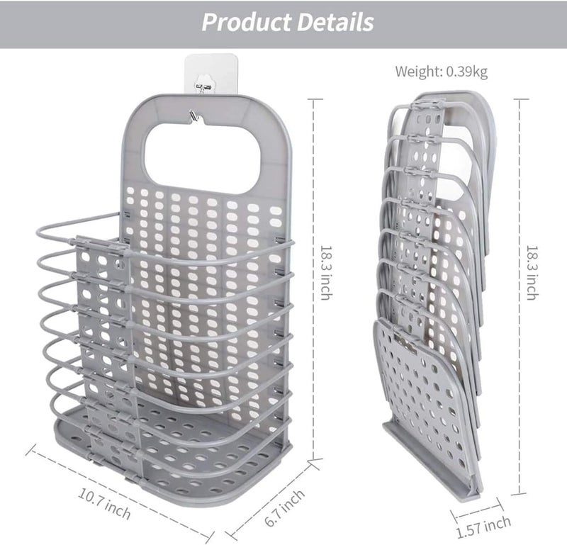 Zyomatiq Wall Mounted Bathroom Hanging Mesh Laundry Basket Toiletry Organization Washing Bin SpaceSaving Foldable Plastic Hamper Bag for Dirty Clothes Pack of 1pcs Multi Color - Image 2
