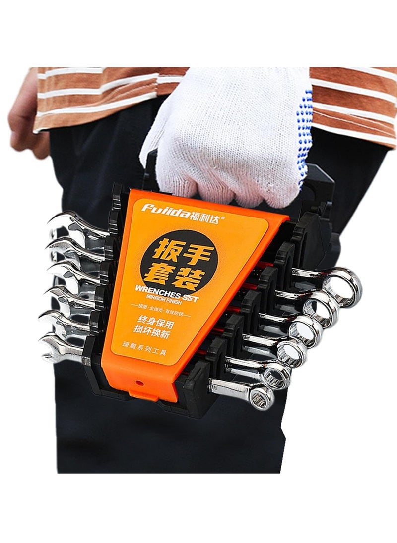 SYOSI - Ratchet Wrench Set Gear Wrenches Ratcheting Combination Wrench Kit With Storage Organizer Precision Spanner Metric 6-12mm With Storage Organizer Combo Ratchet Wrenches for Tackling Any Job - Image 1