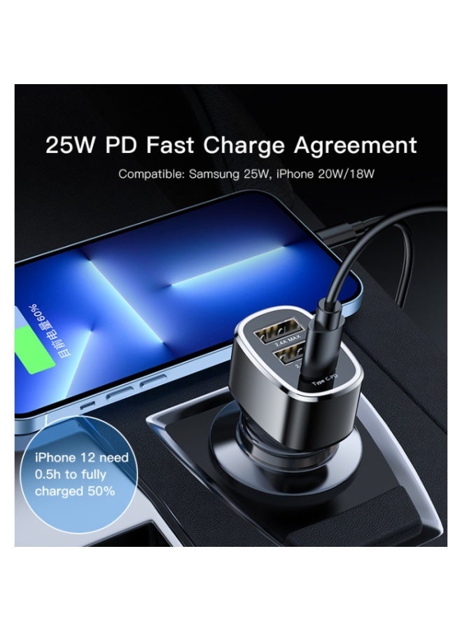 Yesido Car Charger – Yesido 49W PD Fast Charger with Dual USB & Type-C, 3-Port Car Adapter for iPhone & Samsung - Image 3