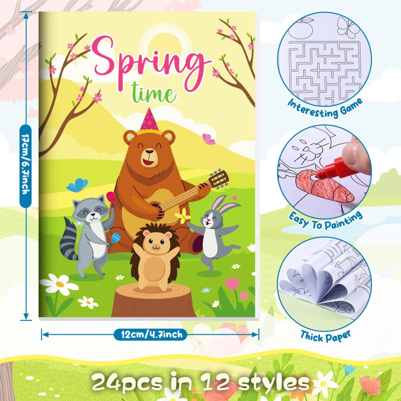 BenLouis 24 Pcs Spring Mini Coloring Books Kids Easter Party Favors Small Activity Books Bulk for Kids Spring Butterfly Flower Bee Birthday Goodie Bags Stuffers Return Gifts Classroom Travel - Image 2