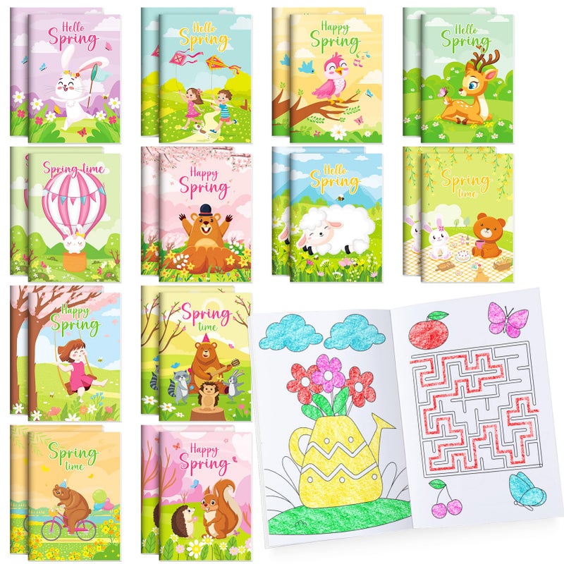 BenLouis 24 Pcs Spring Mini Coloring Books Kids Easter Party Favors Small Activity Books Bulk for Kids Spring Butterfly Flower Bee Birthday Goodie Bags Stuffers Return Gifts Classroom Travel - Image 1