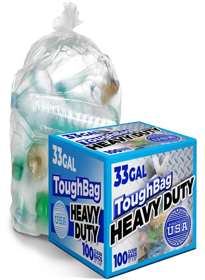 Toughbag Trash Bags 33x39 33 Gal 100/case Garbage Bags 1.2 Mil (Clear) - Image 1