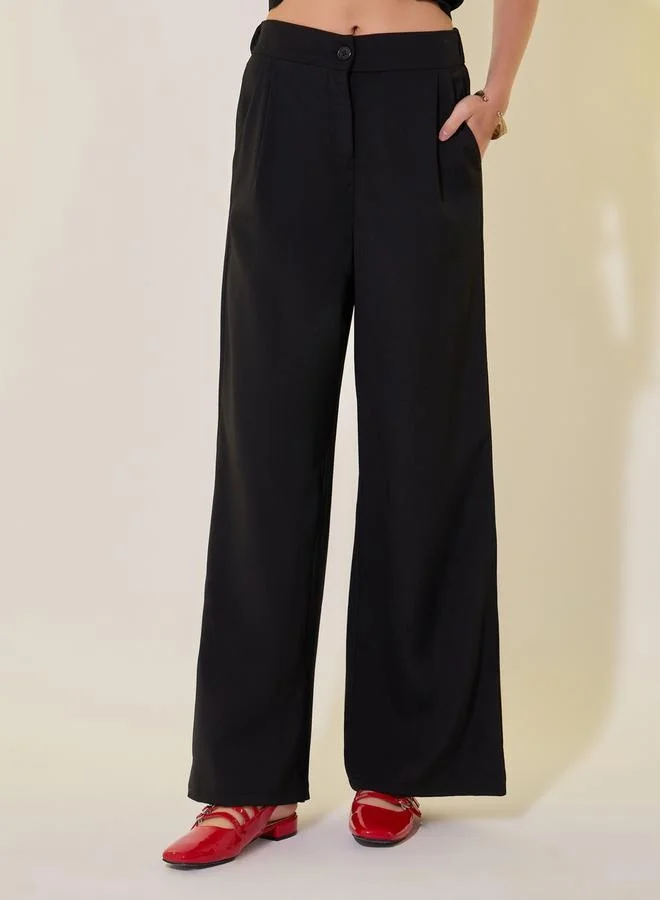 Take Two Solid Asymmetric Hem Vest Top and Pants Co-Ords