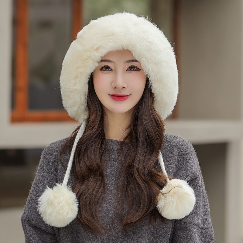 HUAMULAN Women Winter Beanie Hat Earflap Peruvian Warm Slouchy Fleece Lined 3 Pom Poms Knit Cap Cute Sherpa Fluffy Ski Hats - Image 3