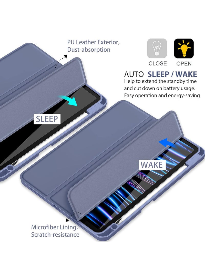 Rock Pow Cover Case For iPad Pro 11 Inch  Pro 11 inch 2022/2021/2020/2018 Gen with Pencil Holder Smart iPad Case Support Touch ID and Auto Wake/Sleep with Auto 2nd Gen Pencil Charging Lavender - Image 5