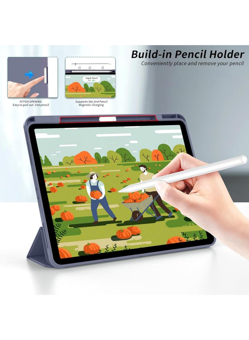 Rock Pow Cover Case For iPad Pro 11 Inch  Pro 11 inch 2022/2021/2020/2018 Gen with Pencil Holder Smart iPad Case Support Touch ID and Auto Wake/Sleep with Auto 2nd Gen Pencil Charging Lavender - Image 3