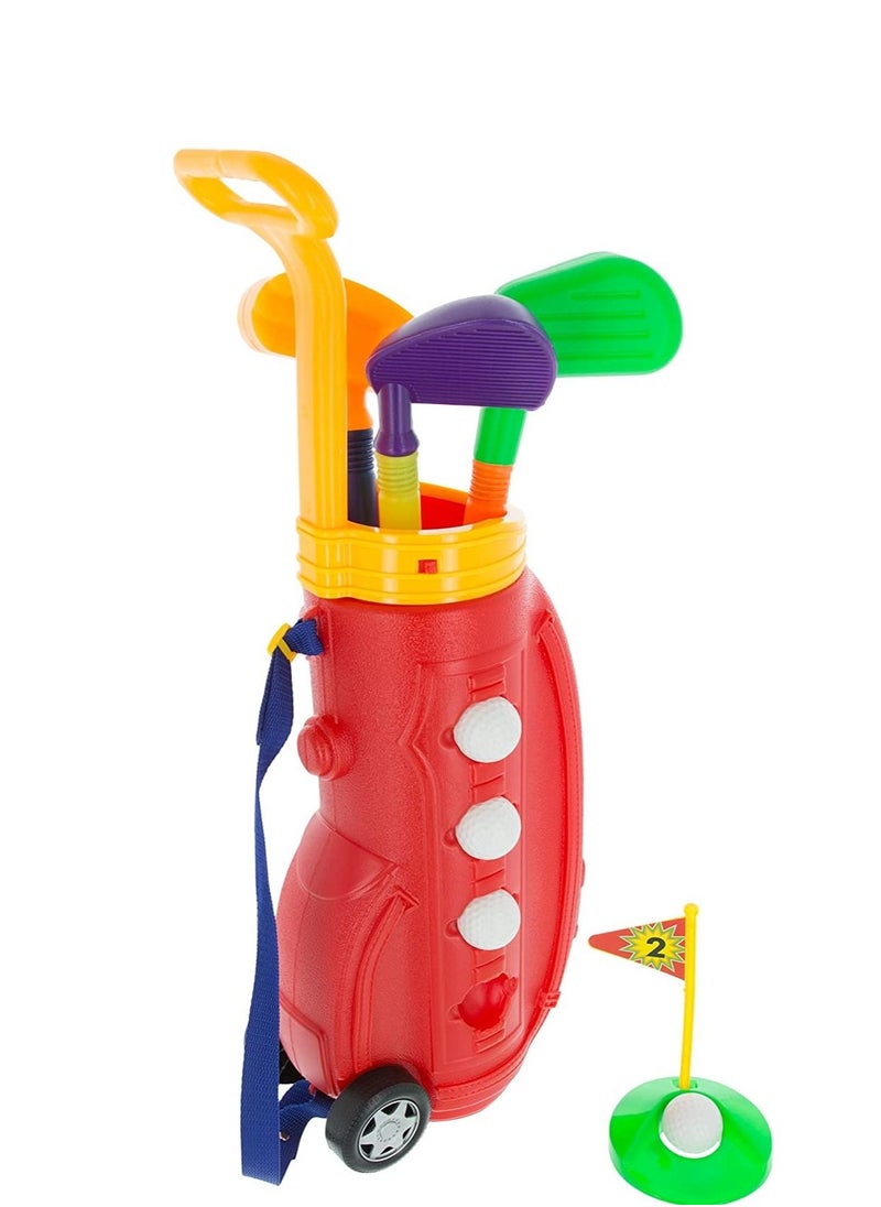 TRAMPOLINEPRO Toddler Toy Golf Play Set with Plastic Bag, 2 Clubs, 1 Putter, 4 Balls, Putting Cup Indoor or Outdoor Use for Toddlers Boys and Girls by Hey! Play  - Image 5