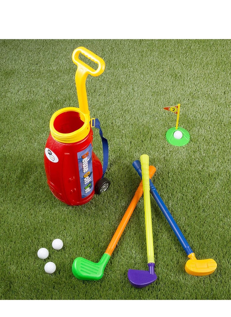 TRAMPOLINEPRO Toddler Toy Golf Play Set with Plastic Bag, 2 Clubs, 1 Putter, 4 Balls, Putting Cup Indoor or Outdoor Use for Toddlers Boys and Girls by Hey! Play  - Image 4