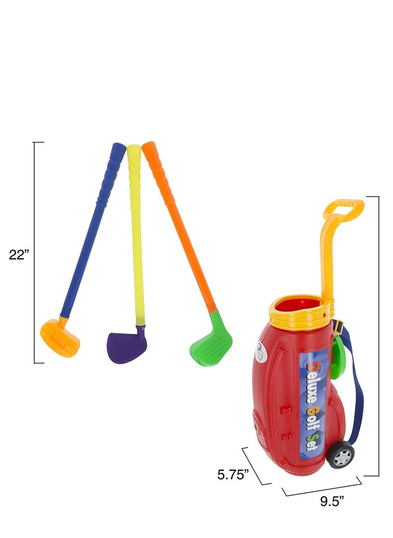 TRAMPOLINEPRO Toddler Toy Golf Play Set with Plastic Bag, 2 Clubs, 1 Putter, 4 Balls, Putting Cup Indoor or Outdoor Use for Toddlers Boys and Girls by Hey! Play  - Image 2