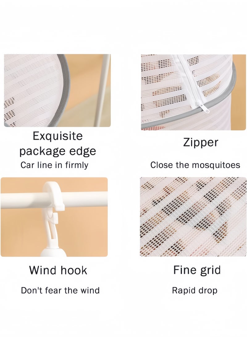 HQ-GAMING Hanging Dryer Net Foldable Drying Rack Net Dryer 3 Layer Folding Fish Net With Zipper Large Capacity Clothes Drying Basket Plants & Fish Drying Net - Image 5