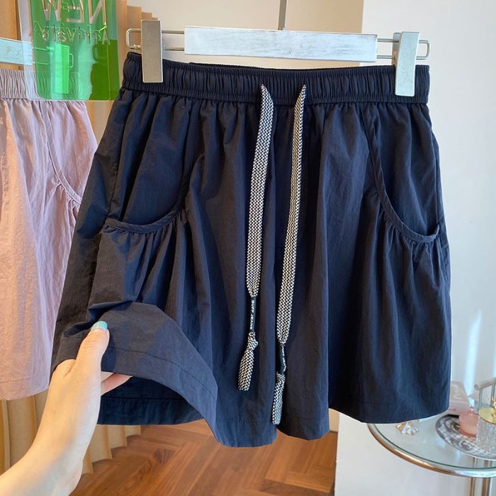 Plus Size Womens Elastic Waist Casual Shorts Black 