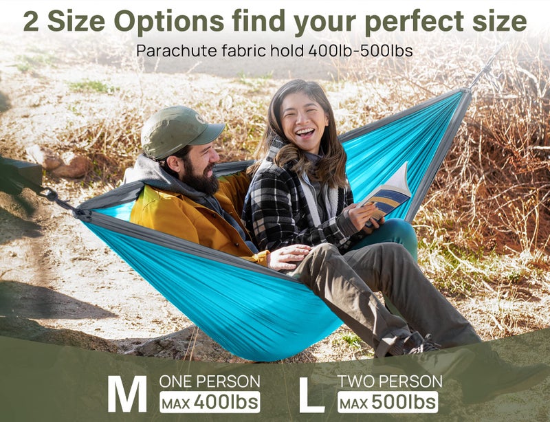 Kootek Camping Hammock 400 lbs Capacity, Portable Hammocks with Tree Straps & Attached Carry Bag, Camping Essentials Gear, Perfect for Outside Indoor Hiking Beach Backpack Travel - Image 2