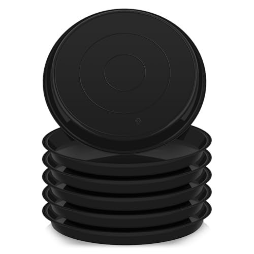 VUWEZ 6 Pack of 20 inch Plant Saucer (18 Inch Base), Plant Tray 20 Inch Round, Plant Saucers for Indoors, Plant Trays for Pots, Flower Pot Saucers, Pot Saucers for Planter 16-21" (20", Black) - Image 1