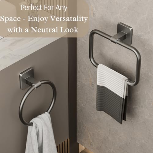 Tenom Towel Hanger for Wash Basin, Self Adhesive Towel Holder for Kitchen & Bathroom, ABS Plastic Light Weight Rustproof Napkin Holder, Wall Mounted No Drill Towel Rod (Grey, Rectangle) - Image 5