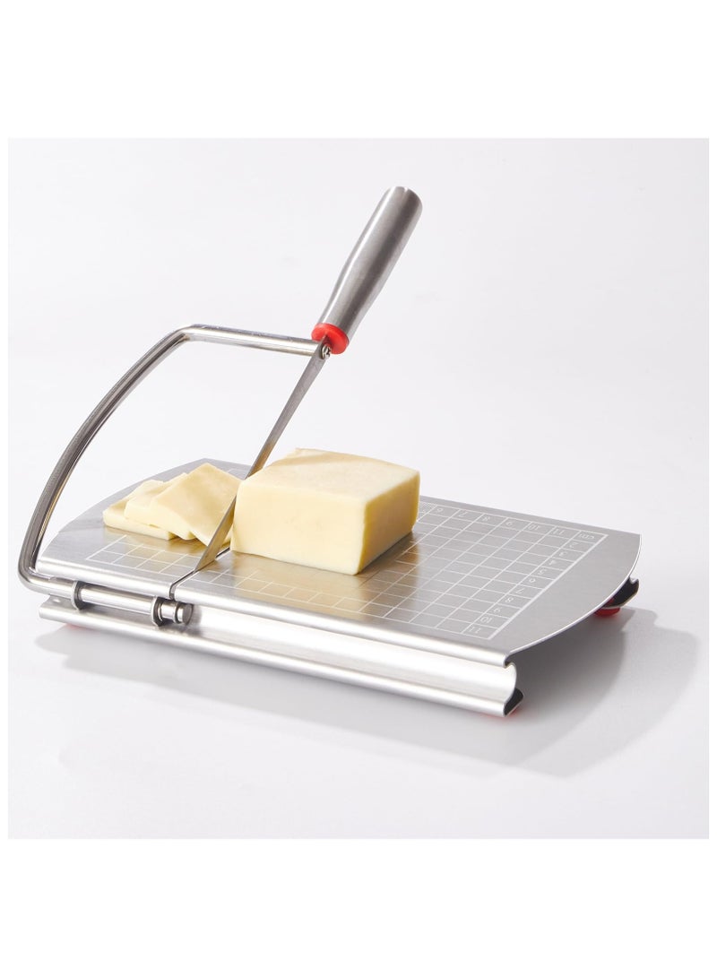 Zikra Multipurpose Cheese Slicer Cutter, Stainless Steel Cheese Cutter Board with Blade for Block Cheese, Effortless Slicing for Block Cheese, Butter, Guillotine Sausage Ham Biltong Jerky Slicer - Image 1