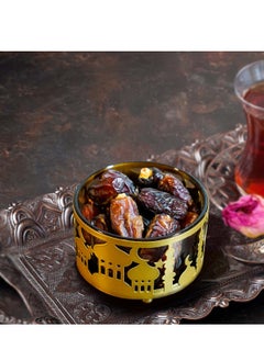 Generic Gold Metal Crafts Tray Dates Cookie Dessert Serving Tray Snack Storage Ramadan and Eid Elegant Table Decoration  - Image 2