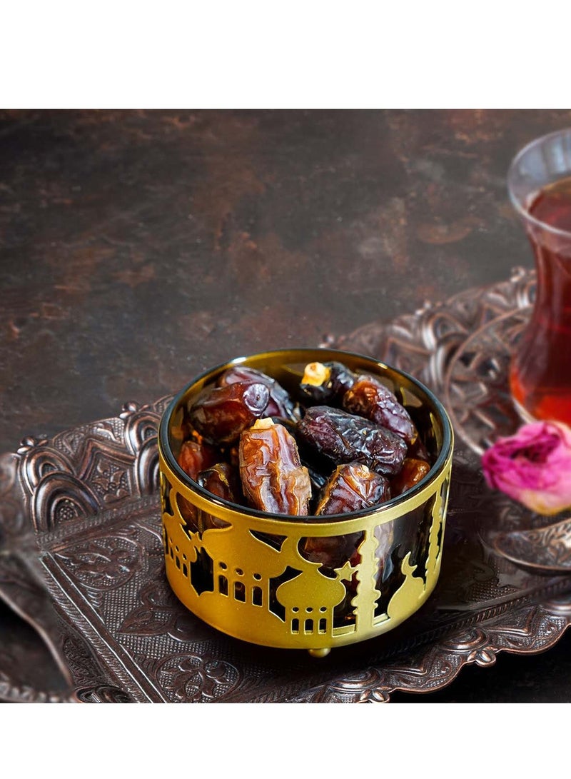 Gold Metal Crafts Tray Dates Cookie Dessert Serving Tray Snack Storage Ramadan and Eid Elegant Table Decoration - Image 2