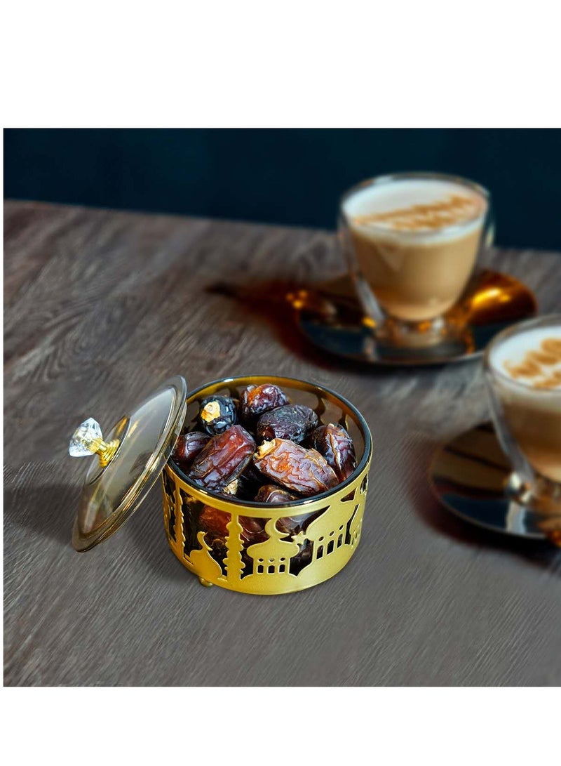 Gold Metal Crafts Tray Dates Cookie Dessert Serving Tray Snack Storage Ramadan and Eid Elegant Table Decoration - Image 3