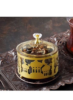 Generic Gold Metal Crafts Tray Dates Cookie Dessert Serving Tray Snack Storage Ramadan and Eid Elegant Table Decoration  - Image 4