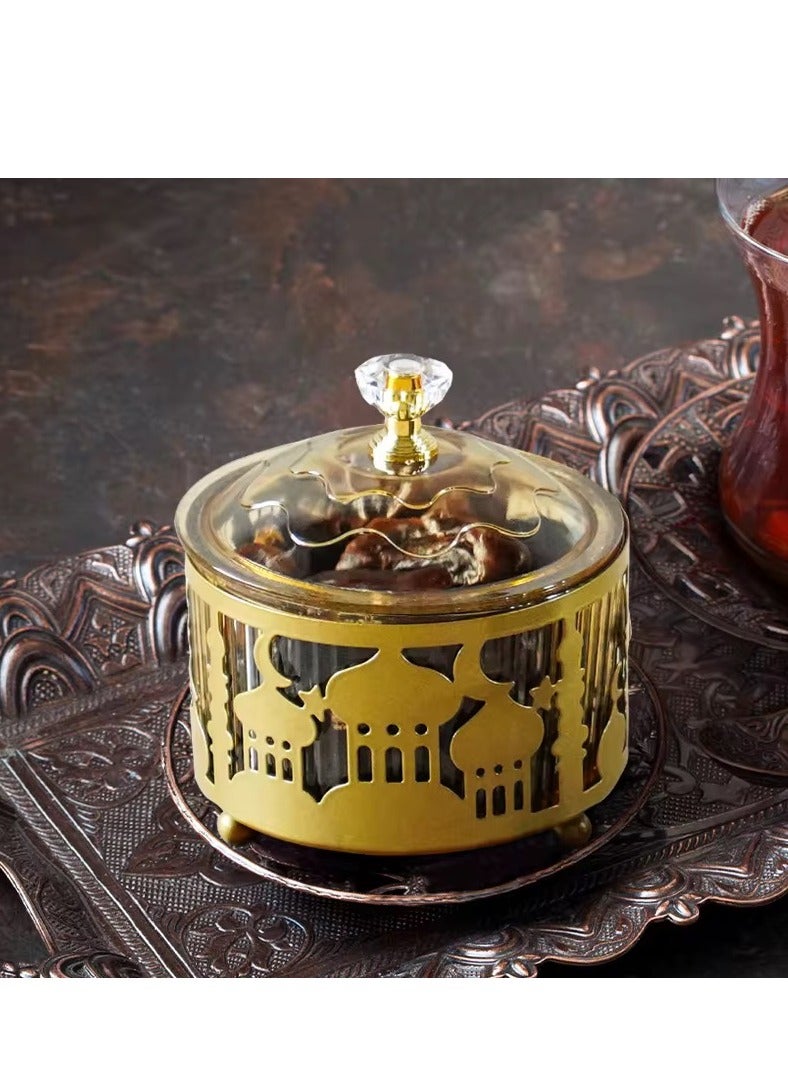Gold Metal Crafts Tray Dates Cookie Dessert Serving Tray Snack Storage Ramadan and Eid Elegant Table Decoration - Image 4