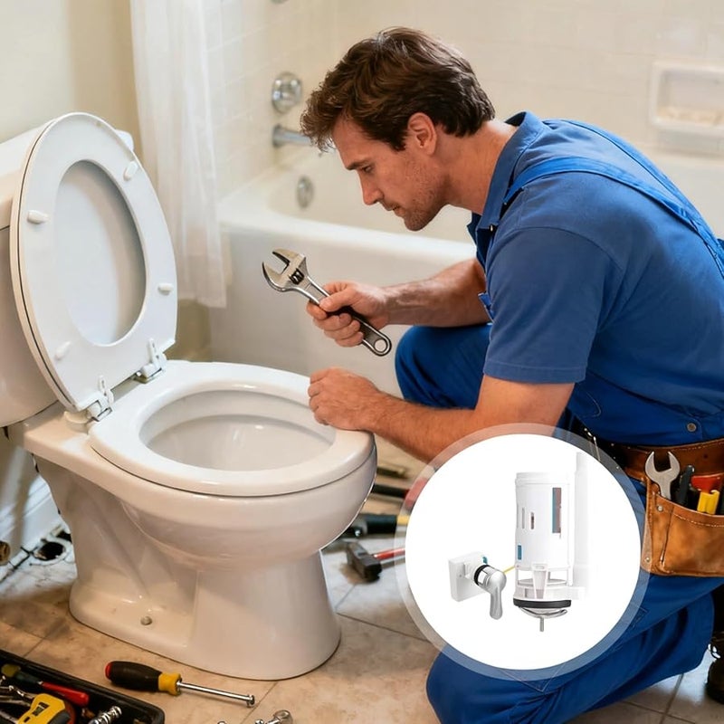 طقم خزان المرحاض كابل رافعة صمام تدفق 2.4 2.8 بوصة سهل التركيب قطعة واحدة - Image 5