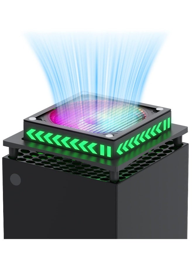 Loquat RGB Cooling Fan for Xbox Series X, Led Light Strip, Dust Cover Filter, Rubber Dust Plugs, Low Noise Top Fan, Independent Touch Switch, Enhance Your Gaming Experience - Image 1