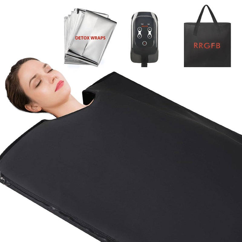 RRGFB Infrared Sauna Blanket for Home, PU Leather Portable Dry Sauna Bag for Weight Loss and Detox, Low EMF Carbon Crystal Heating, 5.9ftÃ—3ft - Image 1